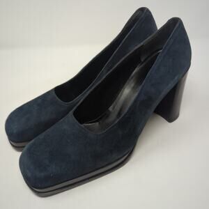 Calvin Klein Blue Suede Heels Made In Italy Womens Size 8.5